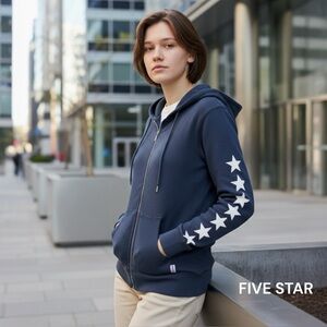FIVE STAR HOODIE TOP BLUE GRAY 6